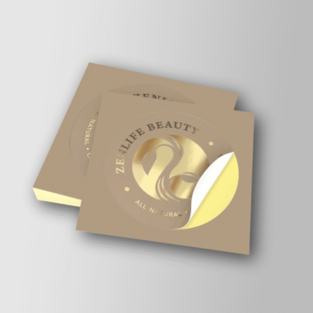 Custom Die Cut Gold Foil Sticker Glossy Lamination 80 gsm